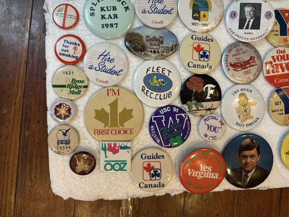 Lot of 50+ Vintage Pinback Buttons Canadian Political Collectibles - Image 2 of 4