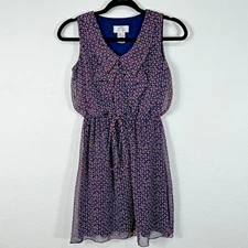 Sweet Storm Babydoll Dress Size Small Sleeveless Geometric Elastic Waist Lined