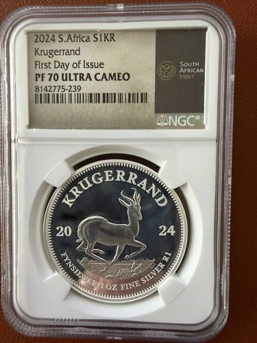2024 KRUGERRAND PF 70 ULTRA CAMEO NGC Proof 1 oz .999 SILVER FIRST DAY OF ISSUE