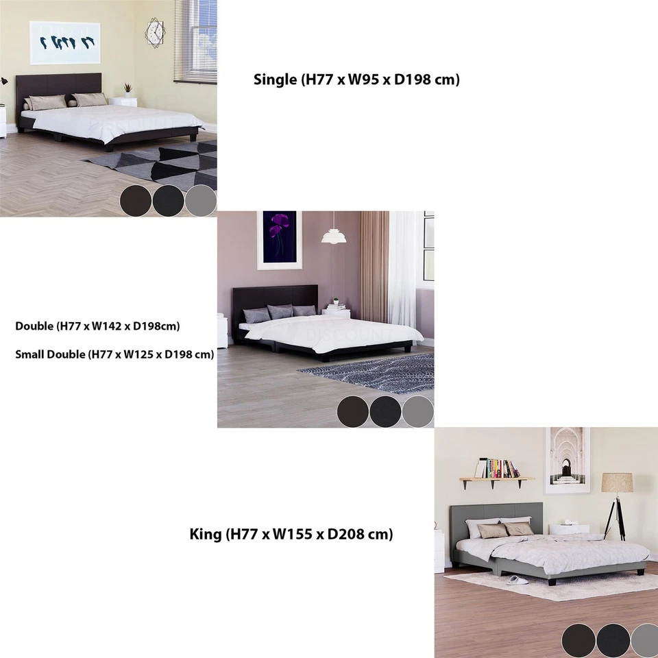 HOME DISCOUNT Vida Designs Lisbon Double King Faux Leather UKFR Wooden Bed Frame Bedroom