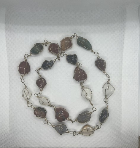 60’s Wire Wrapped Natural Halbedelsteine Necklace Earrings Set Beggar’s - Bild 3 von 5