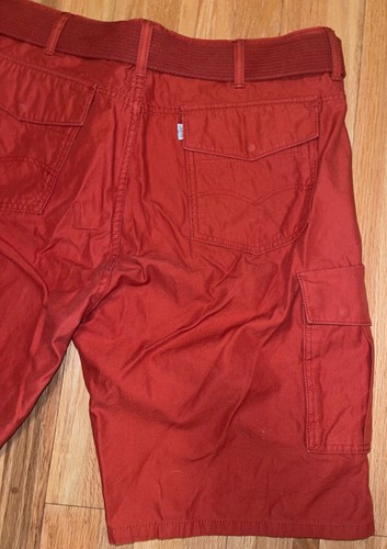 Levi's Men's Cargo Canvas Shorts Size 42 Rust/Orange with Belt - Picture 10 of 11