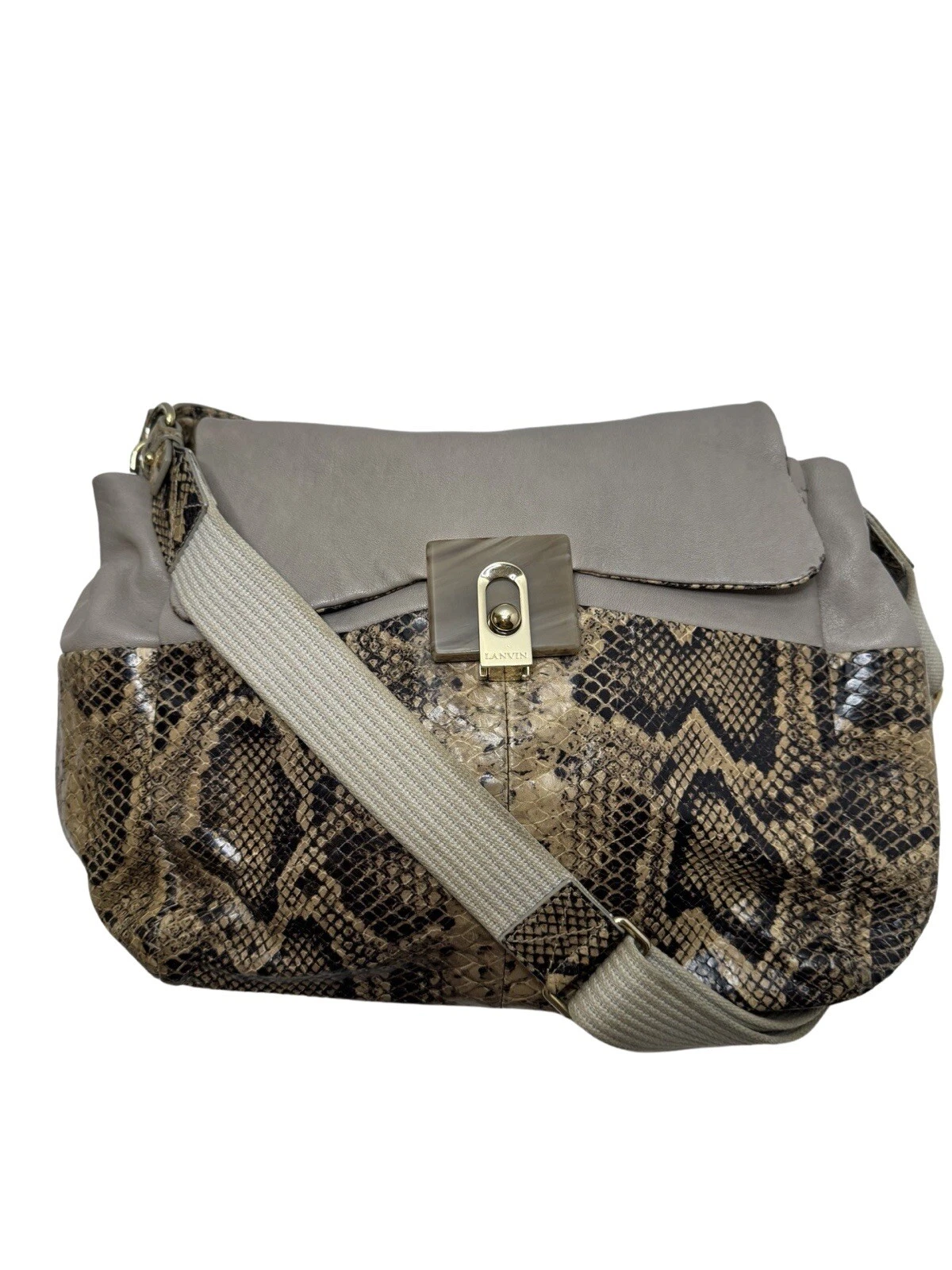 Lanvin — Lanvin For Me Snake-Embossed Medium Bag