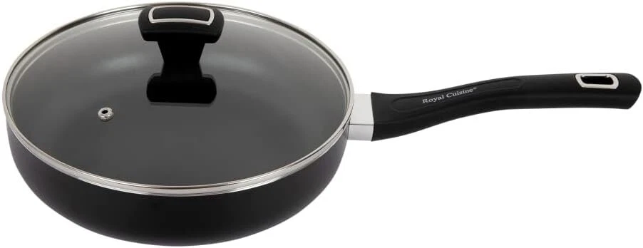 Non-Stick Deep Aluminium Frying pan with lid Saute' Pans with Heat Resistant
