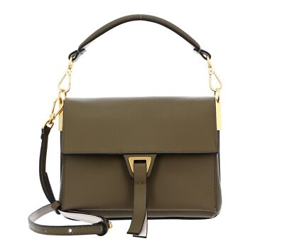 COCCINELLE Louise Small Handbag Handtasche Tasche Moss Green / Lambskin White