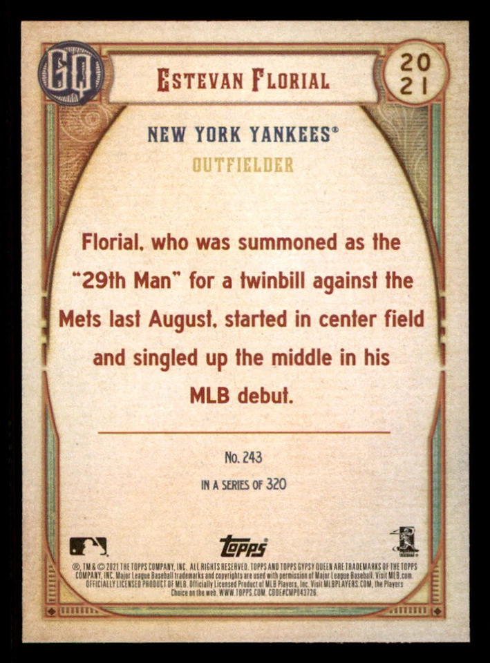 2021 Topps Gypsy Queen #243 Estevan Florial RC - Image 2 of 2