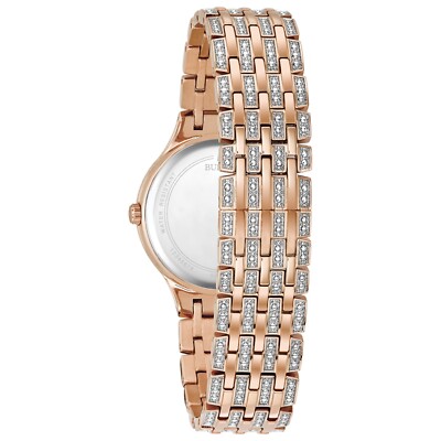 Bulova Rose Gold Crystal Bezel Ladies Bracelet Watch Bulova Women main image 2