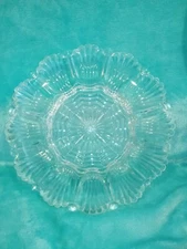 Vintage Anchor Hocking Clear Glass Deviled Egg/Oyster Serving Plate 10" diameter