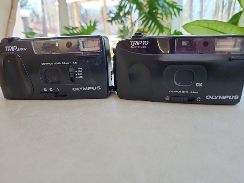 (2) OLYMPUS TRIP 10 & TRIP JUNIOR 35MM FILM POINT AND SHOOT CAMERAS FOR PARTS - 第 1/7 張圖片
