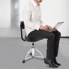Drum Stool with Backrest Height Adjustable Drum Stool Pneumatic Drum Chair Black