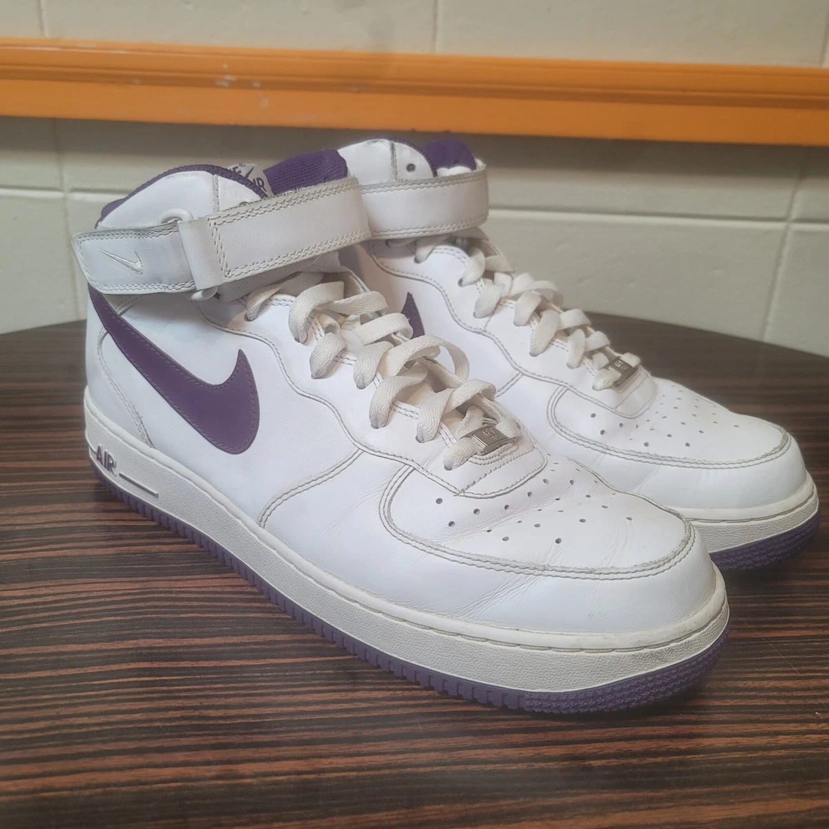 Nike Air Force 1 Mid Top 07 Mens Sz 12 White Court Purple 315123 120
