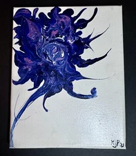 Original Abstract Art Acrylic Fluid Pour Flower Painting On Canvas Wall Decor