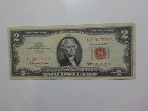 Currency Note 1963 2 Dollar Bill Paper Money Red Seal United States American