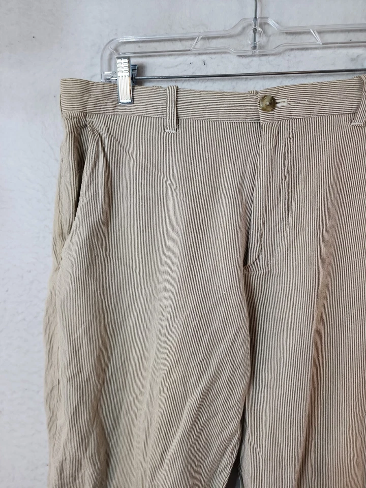 Izod Linen Blend Beige Striped Casual Pants Mens 36 x 30 - Image 2 of 4