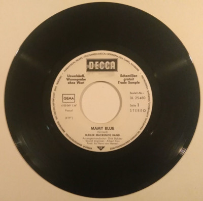 MAILER MACKENZIE BAND - Mamy blue + Slow Down     7''-Single     DECCA      Promo
