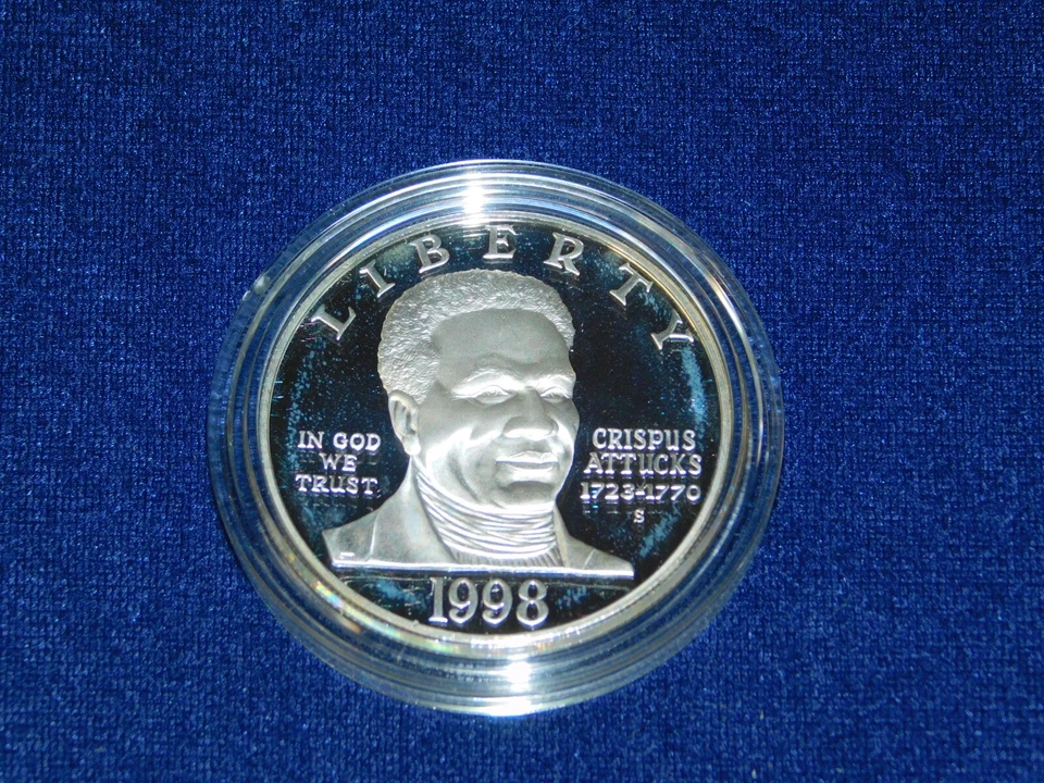 US MINT 1998 BLACK REVOLUTIONARY WAR PATRIOTS SILVER DOLLAR COMMEMORATIVE COIN - Image 3 of 4