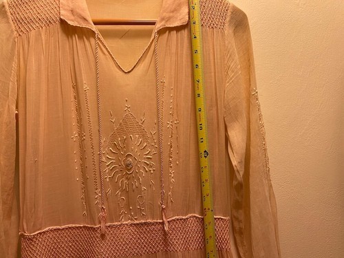 Antique 1920's PINK Crochet and Embroidered Eyelet Dress from France Size Small - Picture 18 of 21