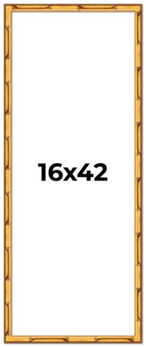 16x42 Frame Gold Bamboo Solid Wood Picture Frame | 1 Inch Moulding Width | Inter