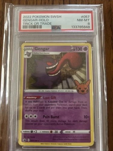 2022 Pokemon SWSH Gengar Holo Trick or Trade Card PSA 8 #57