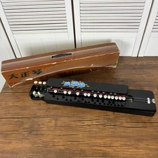 Vintage Taisho-go Peacock Harp Stringed Instrument Retro Used, with Box tt2