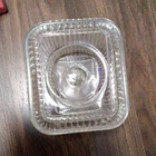 vintage Anchor Hocking clear ribbed glass refrigerator dish with a lid.