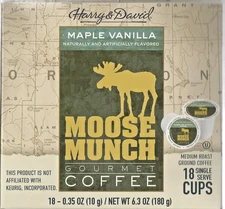 Moose Munch Maple Vanilla Single Serve Coffee Cups for Keurig - 18 Count