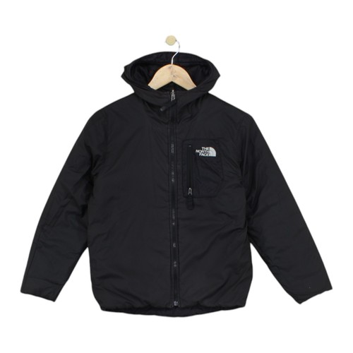 North Face Quilted Jacket Boys Size M Black Reversible Hooded Outdoor - Picture 2 of 14