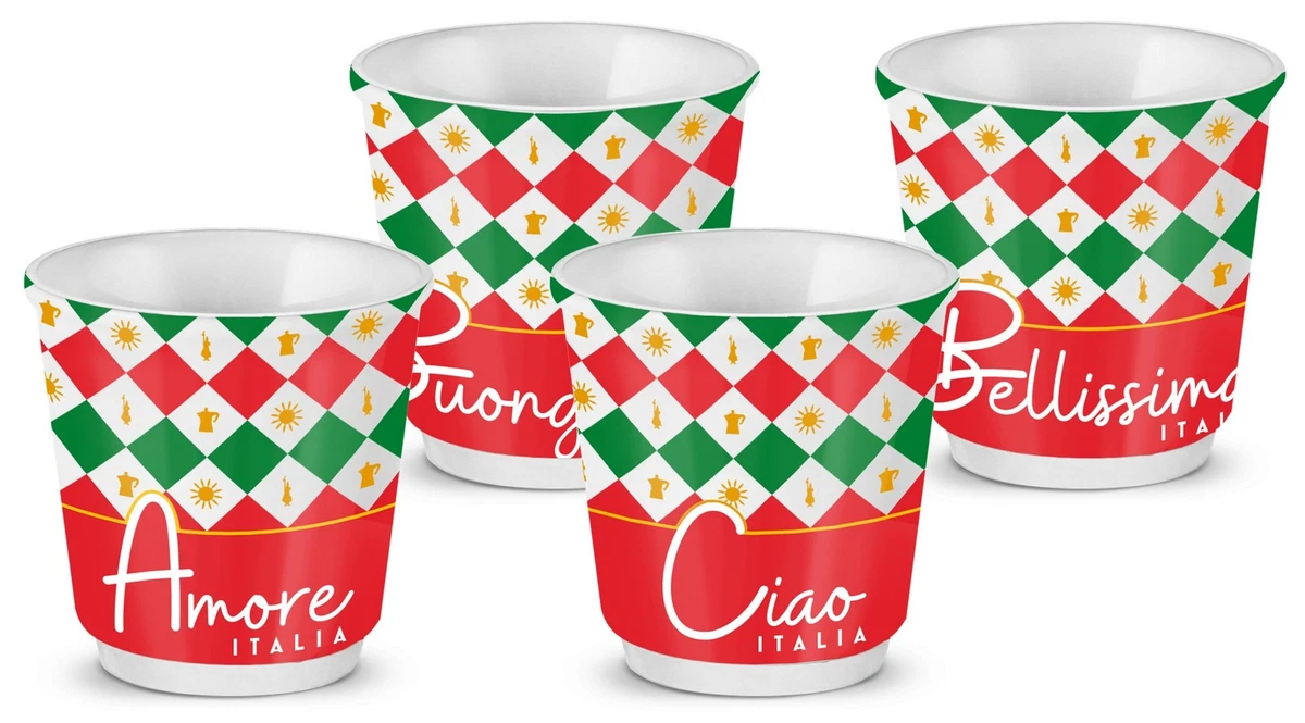 Espressobecher Mokkatasse Espressotasse Set 4-tlg. Bialetti Ciao Italia TRICOL02