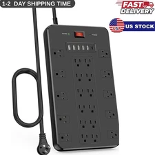 Surge Protector Power Strip 22 AC Outlets 6 USB Ports Type C 6.5Ft