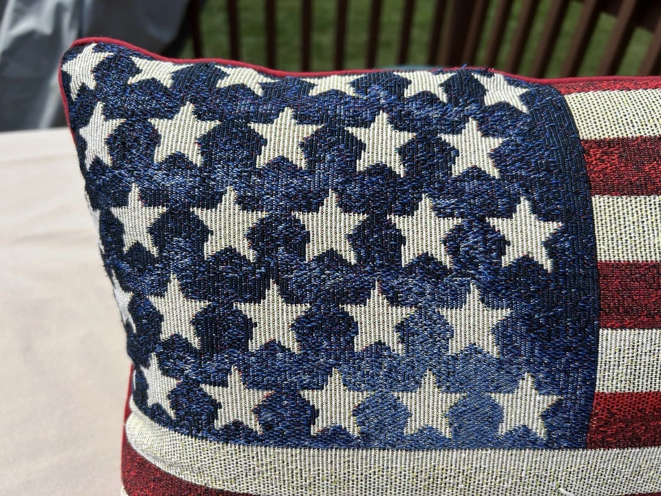 Patriotic Tapestry America  Flag Throw Pillow 18"x13" Rustic Americana USA - Image 2 of 4
