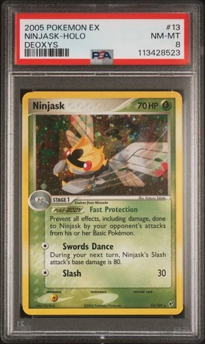 2005 POKEMON EX DEOXYS #13 NINJASK-HOLO PSA 8