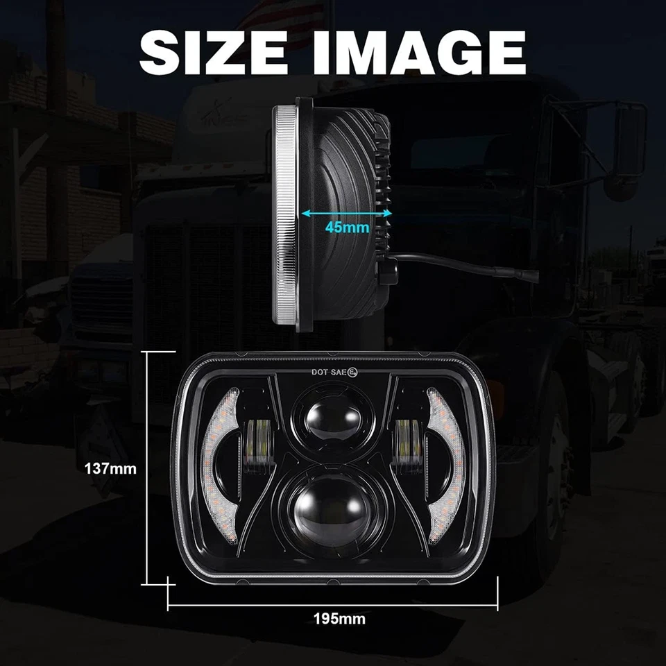 Par de faros LED 5x7 7x6" haz alto/bajo para Dodge W150 W250 Ramcharger Ram 50 Foto 2 de 4