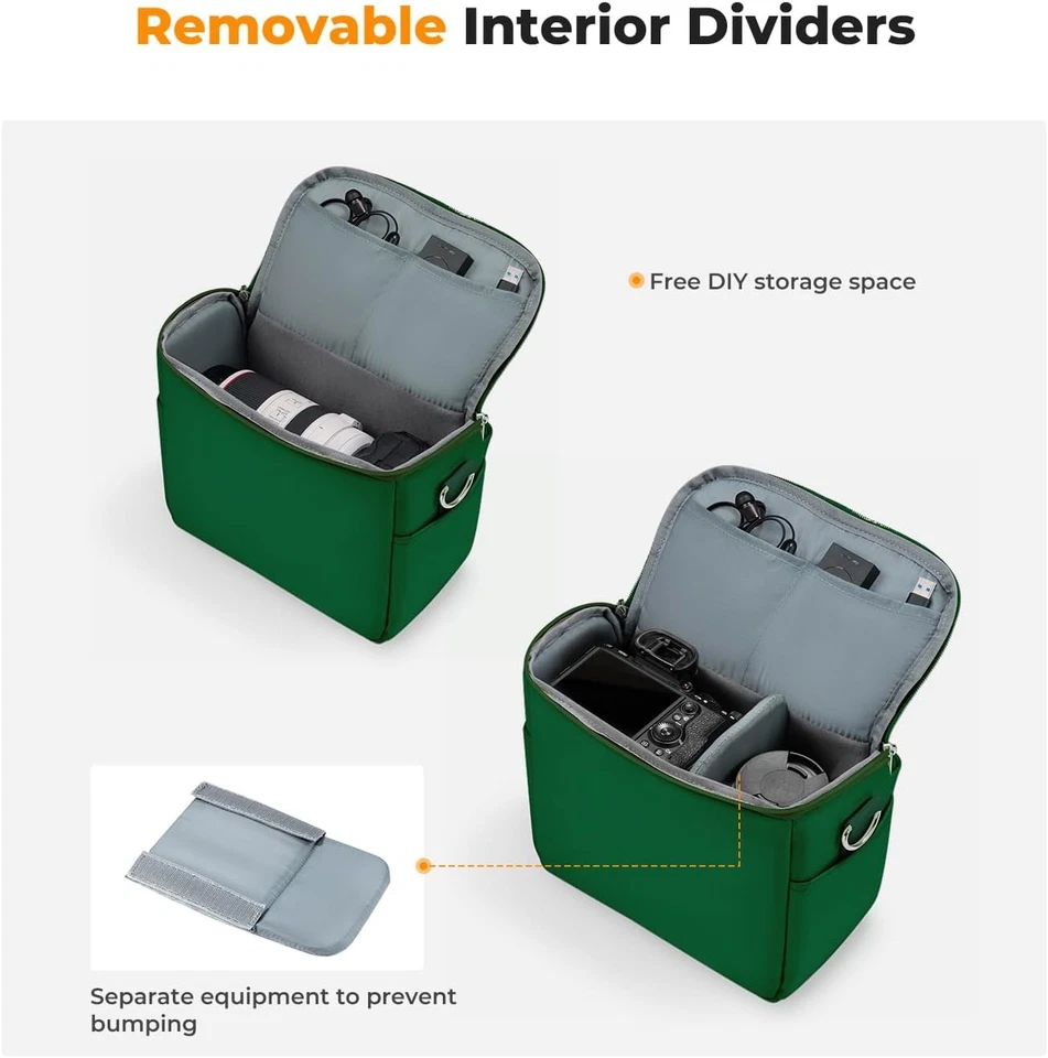 Bolso Bandolera Pequeño K&F Concept Cámara DSLR/SLR Estuche para Fotógrafo Verde Foto 4 de 4