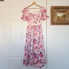 Sz XXS Ivy City Co. Ballerina Dress Pink Floral Cottagecore NEW Tulle Rayon
