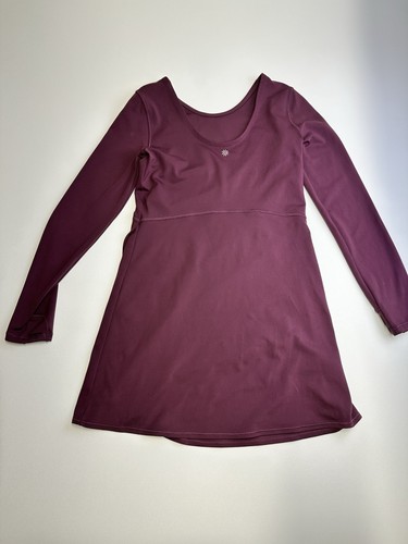 Athleta Girl’s Maroon Long Sleeve Chit Chat Wrap Dress Athletic XL/14 - Picture 2 of 4