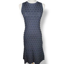 Michael Kors Knit Dress Women XS Crochet Bodycon Black Gold Coquette Whimsigoth