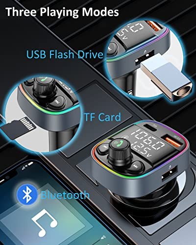 AUX USB C Bluetooth Car Adapter, Wireless Handsfree Call, FM Transmitter - Zdjęcie 5 z 7