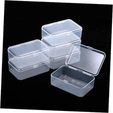  6 Packs Small Plastic Storage Containers, Clear Rectangle Bead 2.4 x 3.7in