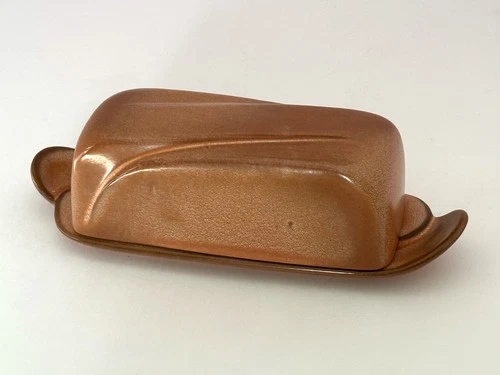 Vintage Frankoma Covered Butter Dish 4K Plainsman Brown