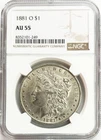 1881 O USA MORGAN SILVER DOLLAR $1 COIN NGC ABOUT UNCIRCULATED 55