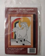 New Cross Stitch Kit Unicorn Rainbow Sealed 5"x 7" Nicole Creations 1985