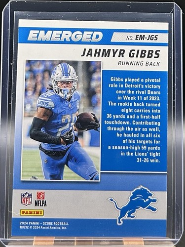2024 Score - Emerged #EM-JGS Jahmyr Gibbs - Picture 2 of 4