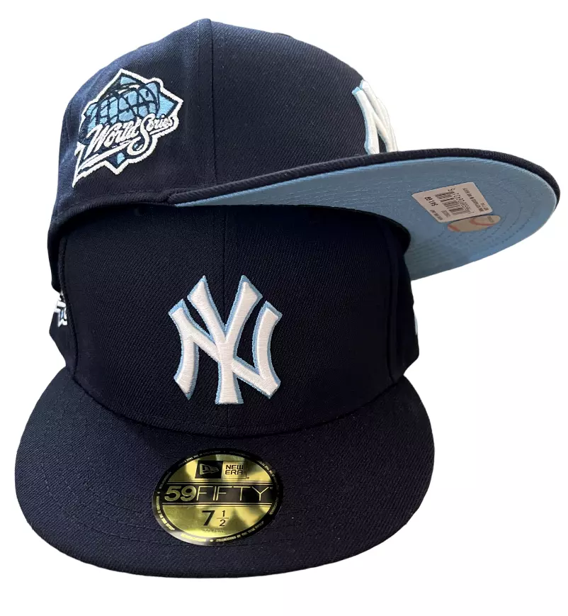 New Era New York Yankees 59FIFTY Fitted Hat 99 WS Side Patch Blue UV Size 7  5/8