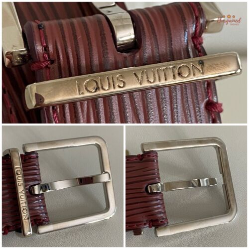 Auténtico Cinturón Louis Vuitton Rojo Epi Cuero Plata Metal Hebilla Cuadrada 100/40 - Imagen 2 de 13