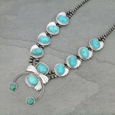  NWT Natural Squash Blossom Turquoise Necklace 7339100089