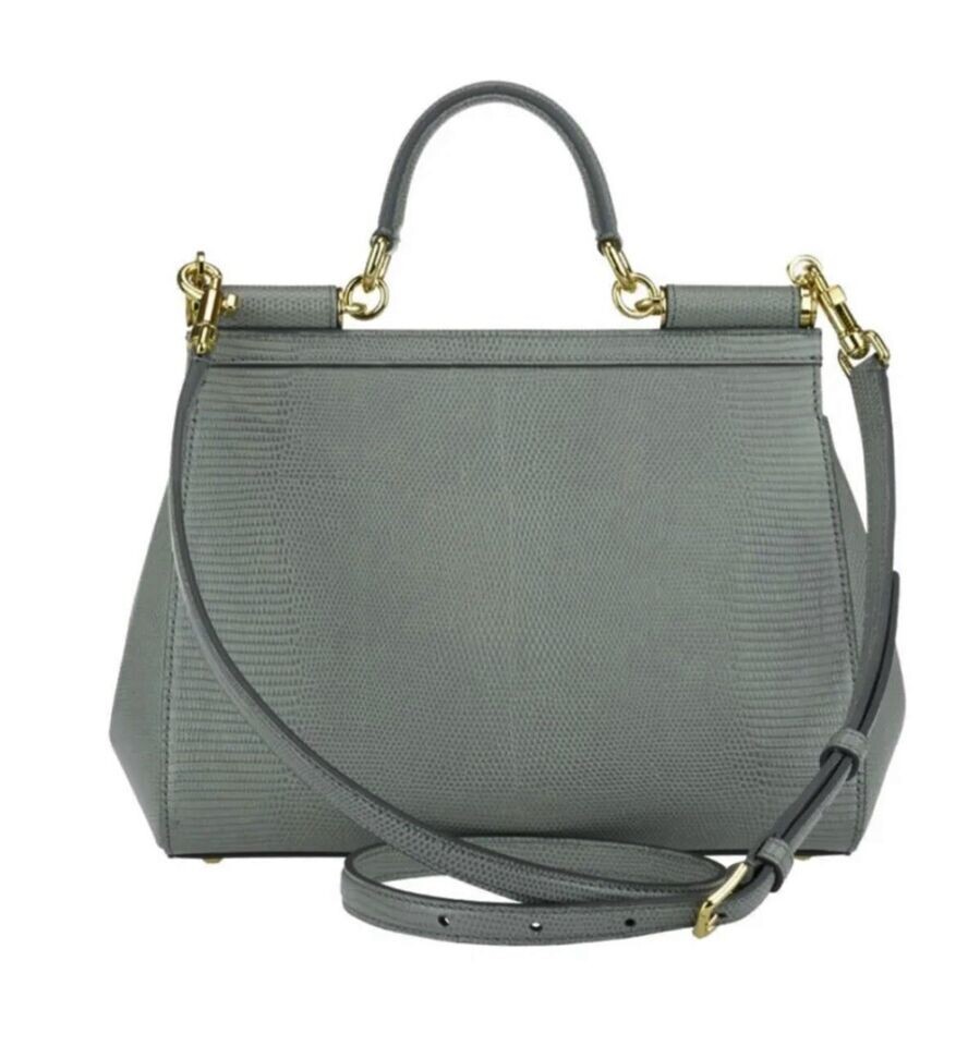 ハンドバッグ DOLCE & GABBANA Woman Handbag Grey BB7763A9S25 87891 DOLCE & GABBANA Handbag Gray Leather Sicily Logo Crystal