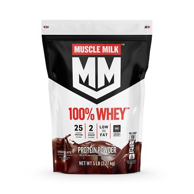 Muscle Milk 100% Whey Protein Powder, Chocolate, 5 Pound, 66 Servings, 25g HOT