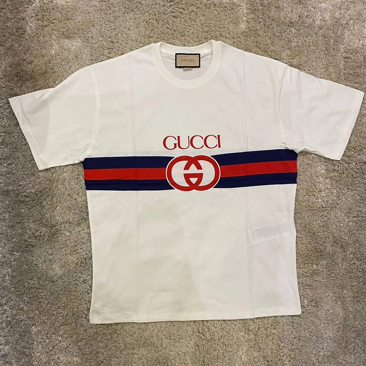 GUCCI Men Logo Print Cotton T-shirt Short Sleeve Size: XL | eBay