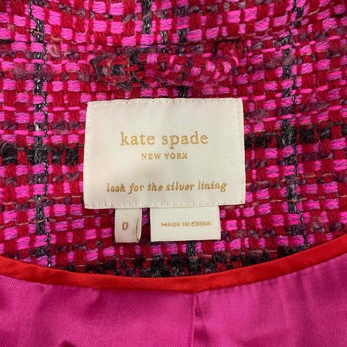 Kate Spade New York Pink Magenta Tweed Blazer Button Front Preppy Size 0 - Picture 11 of 11