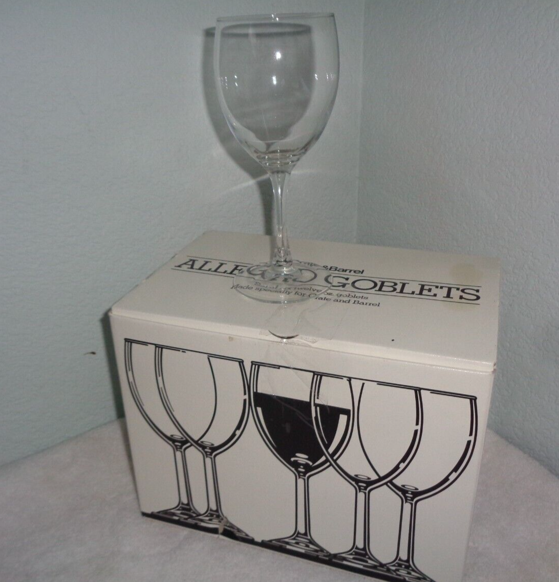 6 Crate & Barrel Allegro 12oz Clear Wine Water Glass Goblets